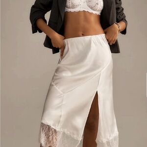 Anthropologie White Lace Trim Skirt